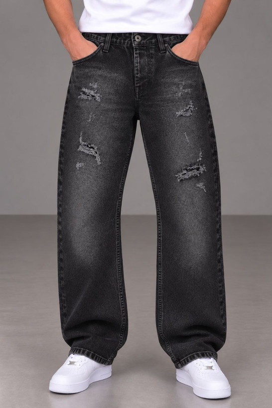 شلوار جین نیم بگ مردانه و زنانه ذغالی - اقساط 4 ماهه