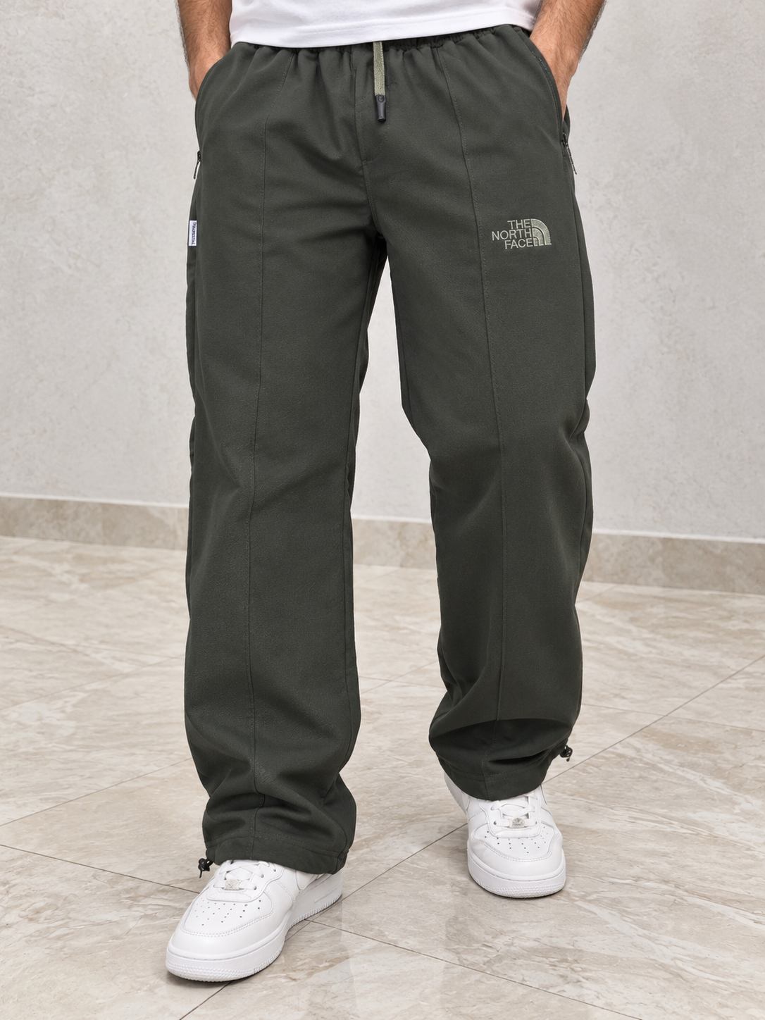 شلوار جاگر سبز زیتونی طرح the north face